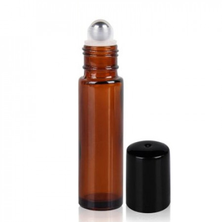 10 ml Amber Roll On Bottle With Steel Ball & Cap