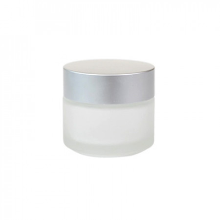 1 Oz Frosted Glass Jar With Silver Cap