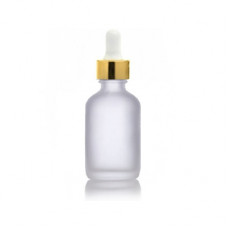 1 Oz Frosted Glass Bottle With Gold & White Dropper