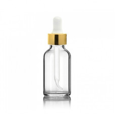 1 Oz Clear Glass Bottle With Gold & White Dropper