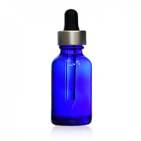 30 ml Blue Glass Bottle With Silver Dropper
