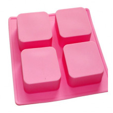 4 Cavity Square Silicone Soap Mold 