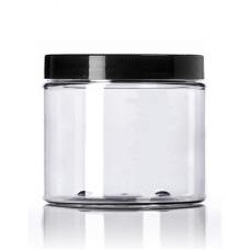 16 Oz Clear PET Jar With Black Cap