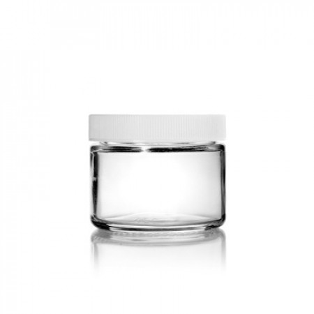 1 Oz Clear Glass Jar With White Ribbed Cap