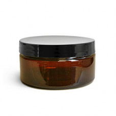 8 Oz Amber Jar With Black Smooth Cap 