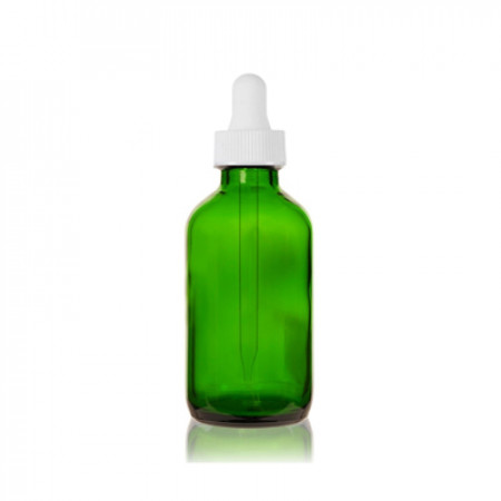 2 Oz Green Glass Boston Bottle With White Dropper