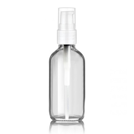 2 Oz Clear Glass With White Treatment Pump