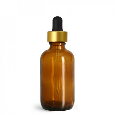 2 Oz Amber Glass Bottle With Gold Dropper