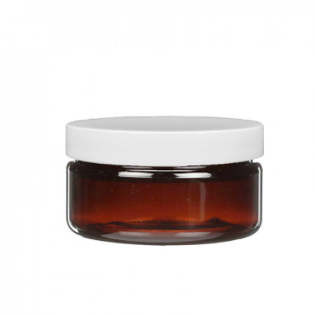 2 OZ Amber Heavy Wall Jar With White Cap
