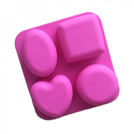4 Cavity Square, Round, Heart And Oval Mold