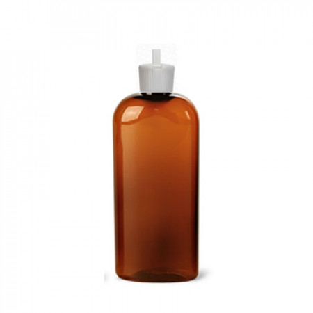 4 Oz Amber PET Oval Bottle With White Lock Top