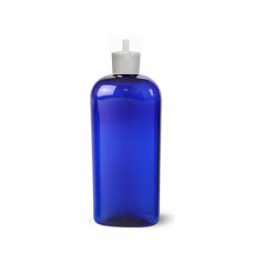 4 Oz Blue PET Oval Bottle With White Lock Top