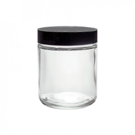 4 Oz Clear Glass Jar With Black Cap