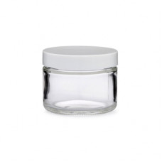 2 Oz Clear Glass Jar With White Cap