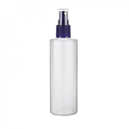 8 Oz Natural Cylinder Bottle With Blue Sprayer