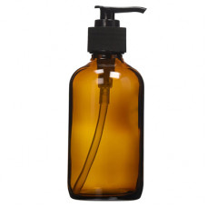 4 Oz Amber Glass Bottle With Black Lotion Pump