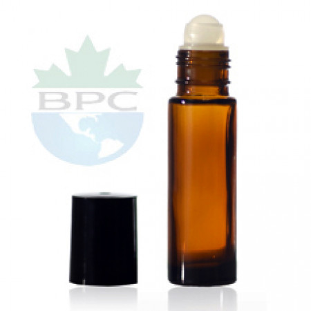 10 ml Amber Roll On Bottle With Black Cap
