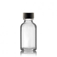 1 Oz Clear Glass Bottle With Black Cap