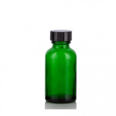 1 Oz Boston Green Glass Bottle With Black Cap