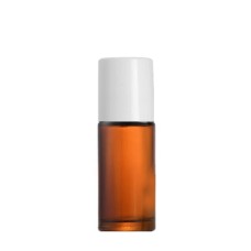 1 Oz Amber Glass Roll On Bottle With White Cap
