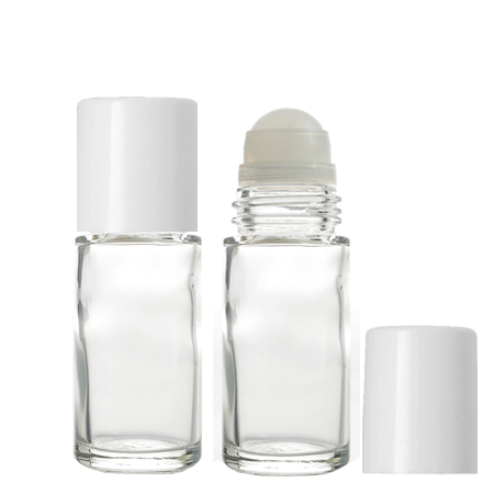 1 Oz Clear Roll On Bottle With White Cap 