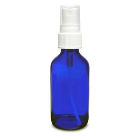 2 Oz Blue Glass Bottle With White Sprayer