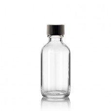 2 Oz Boston Clear Glass Bottle With Black Cap