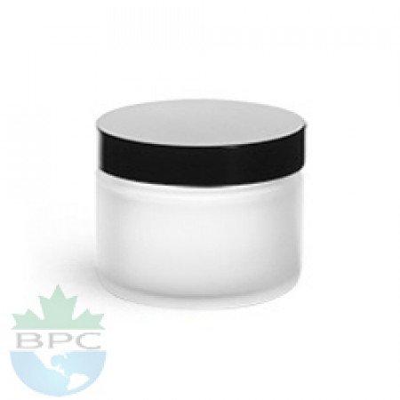2 Oz Frosted  Jar With Blk Cap