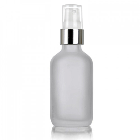 2 Oz Frosted Glass Bottle With Silver White Sprayer