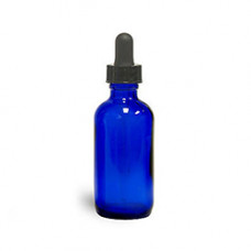 1 Oz Blue Glass Round Bottle With Black Dropper