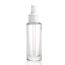 1 Oz Cylinder Glass Bottle With White Serum Dropper