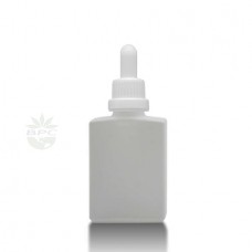 30 ml Rectangle Glass Bottle White With Dropper