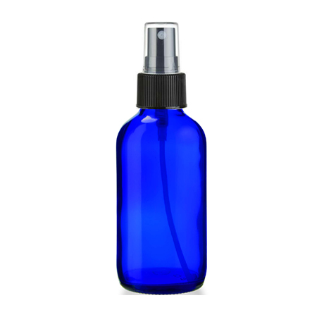 4 Oz Blue Glass Bottle With Black Sprayer