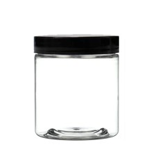 8 Oz Clear PET Jar With Black Cap