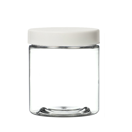 8 OZ Clear Pet Jar With White Cap