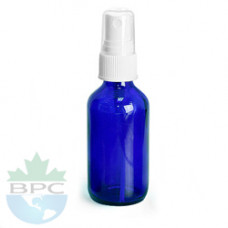 1 Oz Blue Glass Bottle With White Automizer 