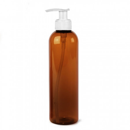 8 Oz Amber Pet Bottle With White Pump