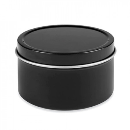 8 Oz Black Metal Tin Jar With Slip On Top