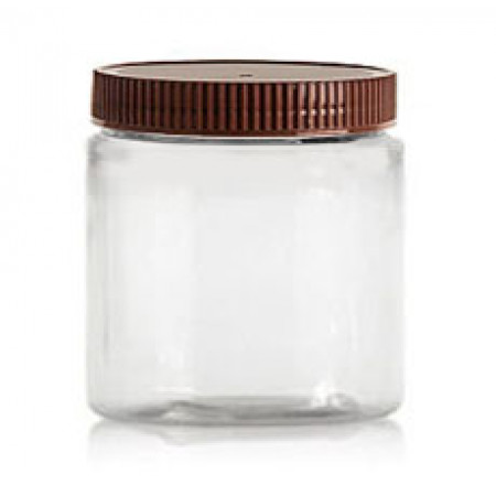 8 OZ Pet Jar Clear With Brown Cap (250 ml)